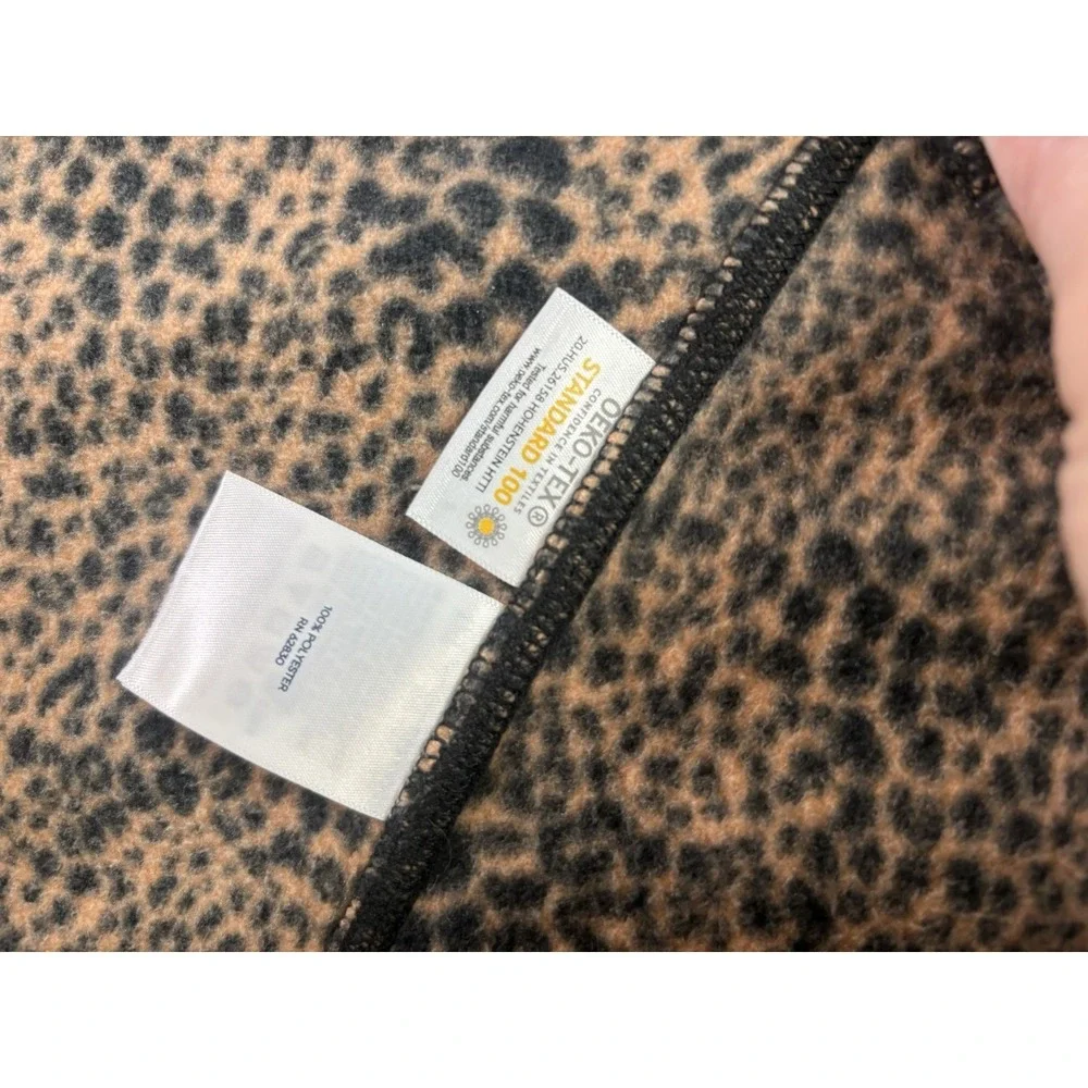 Lands End Anyweather Fleece Quarter Zip Pullover Womens XL Animal Print 1/4 Zip